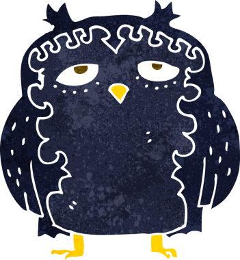 bir insan tarafından çizilmiş yaşlı baykuş çizgi filmi