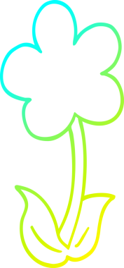 Bir insanın çizdiği karikatür çiçeğinin soğuk gradyan çizgisi.