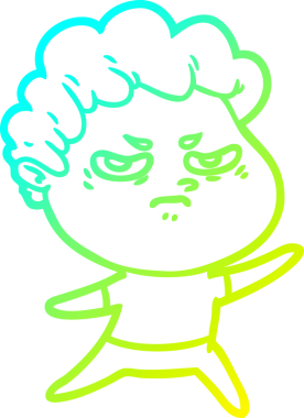 Bir insan tarafından çizilmiş kızgın bir adamın soğuk çizgi çizimi.