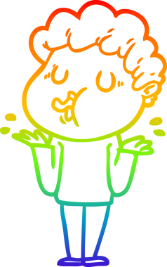 Gökkuşağı gradyan çizimi bir insan tarafından çizilmiş bir çizgi film karakteri.