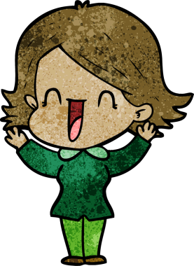 Bir insan tarafından çizilmiş mutlu bir kadın.