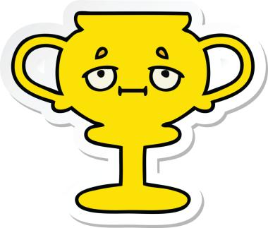 Bir insan tarafından çizilmiş şirin bir karikatür kupasının çıkartması.