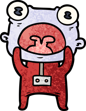 Bir insan tarafından çizilmiş garip uzaylı çizgi filmi.