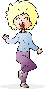 Bir insan tarafından çizilmiş çizgi film kadını.