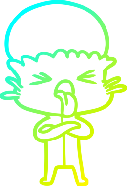 Bir insan tarafından çizilmiş iğrenç bir çizgi film uzaylısının soğuk gradyan çizimi