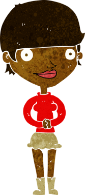 Bir insan tarafından çizilmiş karikatür dostu kadın.