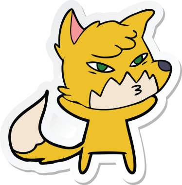 Bir insan tarafından çizilmiş akıllı bir tilkinin çıkartması.