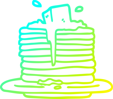 Bir insanın çizdiği krep üzerinde eriyen çizgi film tereyağı çizimi.