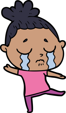 Bir insan tarafından çizilmiş ağlayan kadın çizgi filmi.