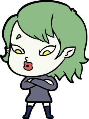 Bir insan tarafından çizilmiş şirin vampir kız çizgi filmi.