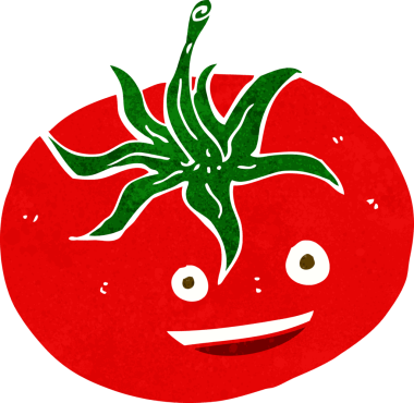 Bir insan tarafından çizilmiş domates çizgi filmi.