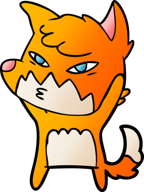 Bir insan tarafından çizilmiş akıllı çizgi film tilkisi.