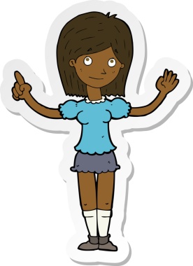 Bir insan tarafından çizilmiş bir fikri açıklayan bir karikatür kadının çıkartması.