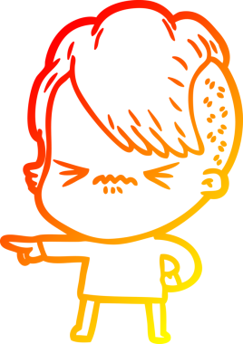 Bir insan tarafından çizilmiş, kızgın bir hipster kızın çizgi çizimi.