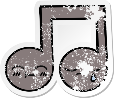 Bir insan tarafından çizilmiş şirin bir karikatür müzik notasının sıkıntılı çıkartması.