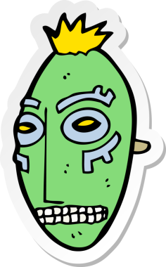 Bir insan tarafından çizilmiş kabile maskesinin çıkartması.