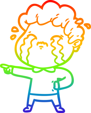 Gökkuşağı gradyan çizimi bir insan tarafından çizilmiş ağlayan bir karikatür adamı çiziyor.