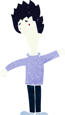 Bir insan tarafından çizilmiş vampir adam çizgi filmi.