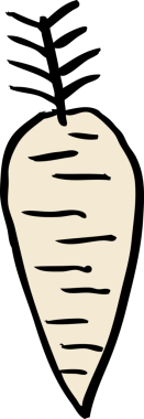 Bir insan tarafından çizilmiş karalama kökü sebzesi.