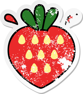 Bir insan tarafından çizilmiş tatlı bir çileğin sıkıntılı çıkartması.