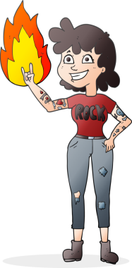 Bir insan tarafından çizilmiş serbest çizim rock kızı.