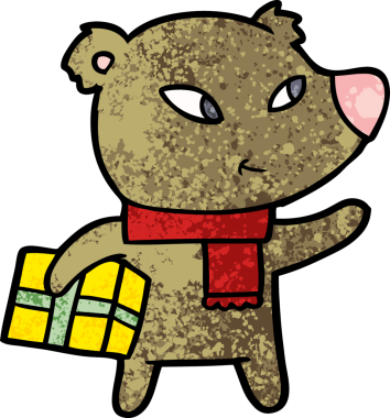 Bir insan tarafından çizilmiş şirin bir çizgi film Noel Ayısı.