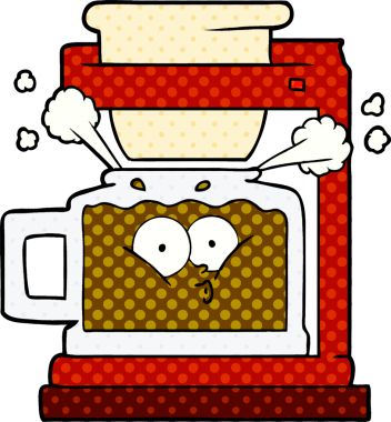 Bir insan tarafından çizilmiş sıcak kahve demliği.