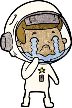 Bir insan tarafından çizilmiş ağlayan astronot çizgi filmi.