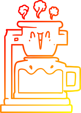 Bir insan tarafından çizilmiş sıcak kahve demliğinin sıcak gradyan çizgisi