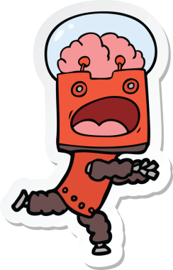 Bir insan tarafından çizilmiş robot karikatür çıkartması.