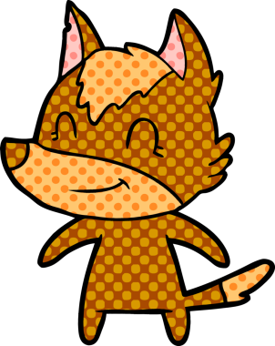 Bir insan tarafından çizilmiş tilki çizgi film karakteri