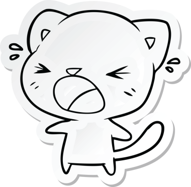 Bir insan tarafından çizilmiş bir çizgi film kedisinin çıkartması.