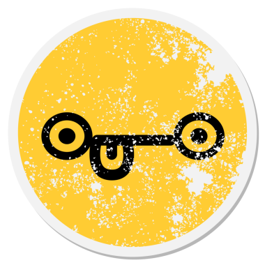 Bir insan tarafından çizilmiş şaşkın bakışlı dairesel etiket