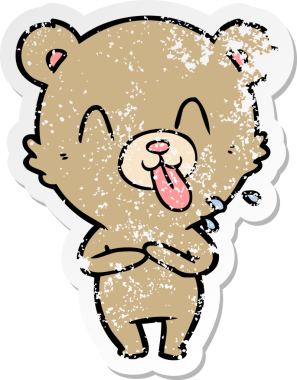 Bir insan tarafından çizilmiş kaba bir çizgi film ayısının sıkıntılı çıkartması.