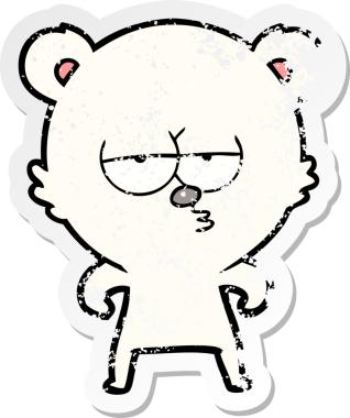 Sıkılmış bir kutup ayısı karikatürünü bir insan çizmiş.