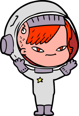 Bir insan tarafından çizilmiş astronot kadın.