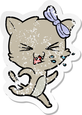 Bir insan tarafından çizilmiş karikatür bir kedinin sıkıntılı çıkartması.