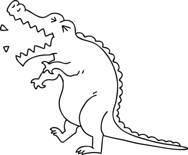 Bir insan tarafından çizilmiş garip çizgi film timsahı.