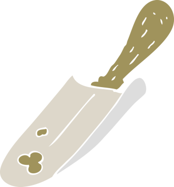 Bir insan tarafından çizilen küreğin düz renk çizimi