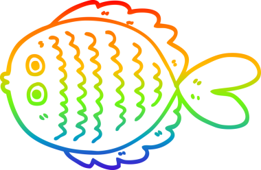 gökkuşağı gradyan çizgi çizimi bir insan tarafından çizilmiş düz balık