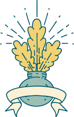 Bir insan tarafından çizilmiş dövmeli ev bitkisi afişi.