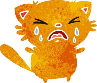 Bir insan tarafından çizilmiş ağlayan sevimli kawai kedisinin serbest çizimi.