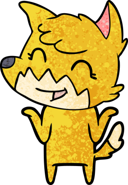 Bir insan tarafından çizilmiş mutlu çizgi film tilkisi.