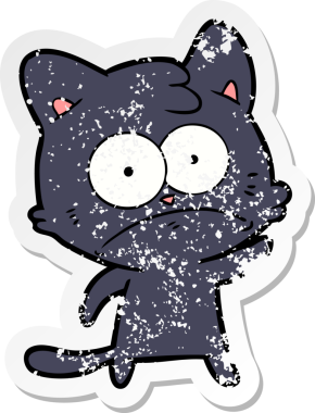 Bir insan tarafından çizilmiş gergin bir kedinin sıkıntılı çıkartması.