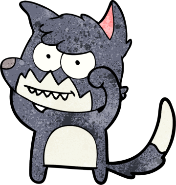 Bir insan tarafından çizilmiş sırıtan tilki çizgi filmi.