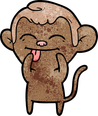 Bir insan tarafından çizilmiş komik çizgi maymun.