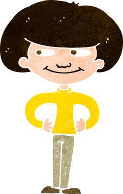 Bir insan tarafından çizilmiş kalçaları olan çizgi filmci çocuk.