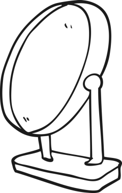 Bir insan tarafından çizilmiş siyah beyaz bir ayna.