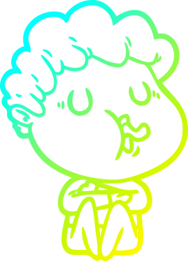 Bir insan tarafından çizilmiş bir çizgi film karakterinin çizimi.