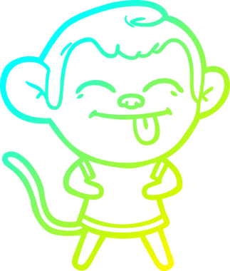 Bir insan tarafından çizilmiş komik bir çizgi maymunun soğuk eğim çizgisi.